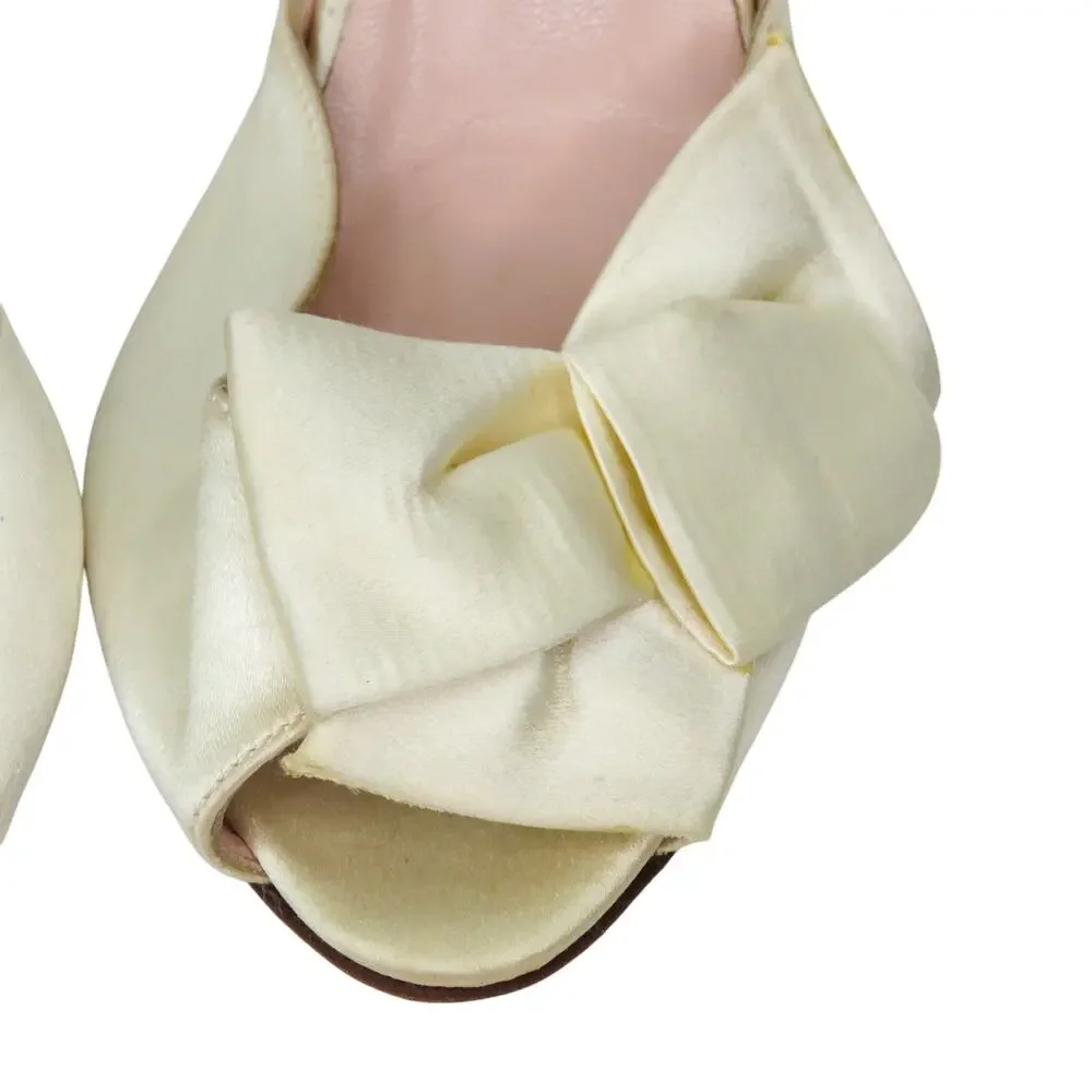 Kate Spade New York Sala D'Orsay Pump Heels Ivory Satin Bow Glitter Heel Size 7